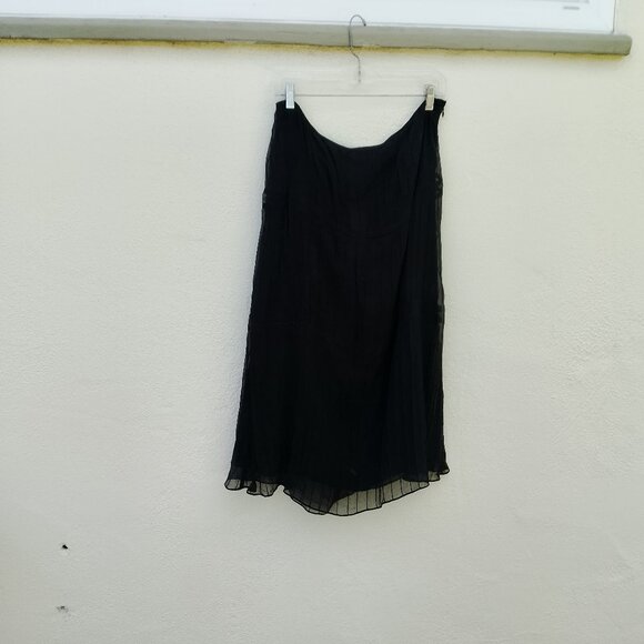 NWT Vintage Y2K/Late 90s Black Silk Chiffon Maxi Skirt Whimsigoth Boho Romantic